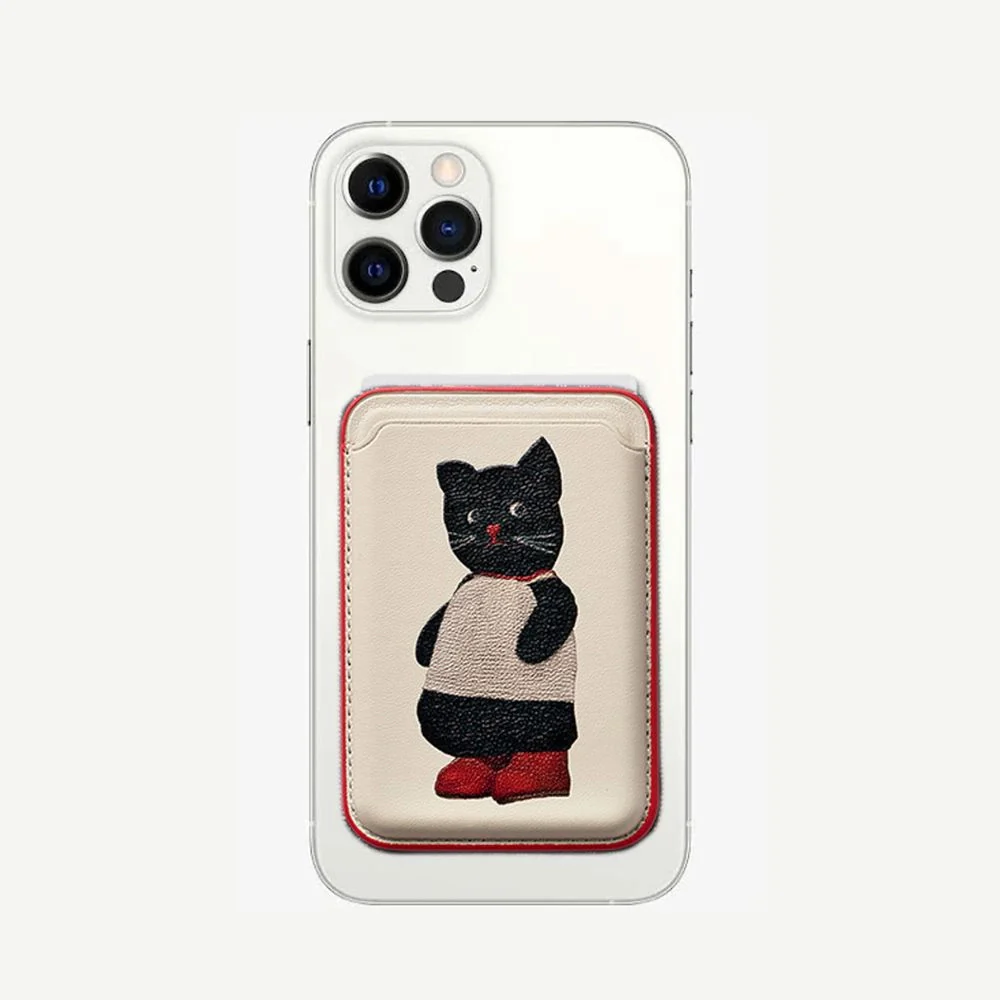 Black Cat & Apple MagSafe Card Holder - TRLab Shop