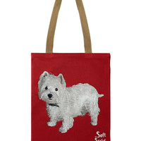 Black Cat & Puppy Woven Canvas Tote Bag