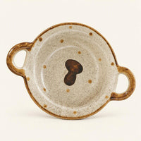 Mushroom Dot Double Handle Ceramic Plates