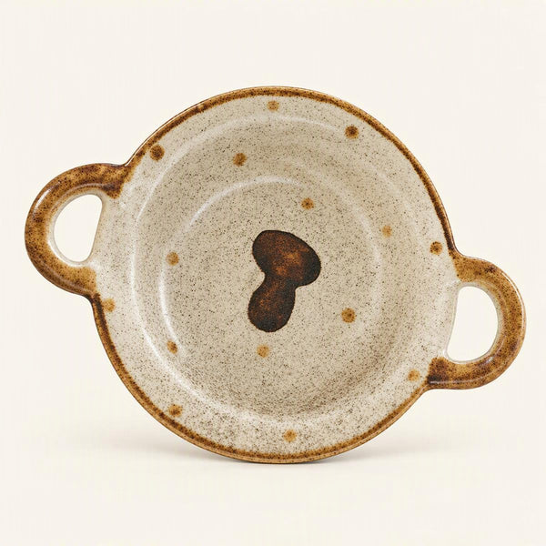 Mushroom Dot Double Handle Ceramic Plates
