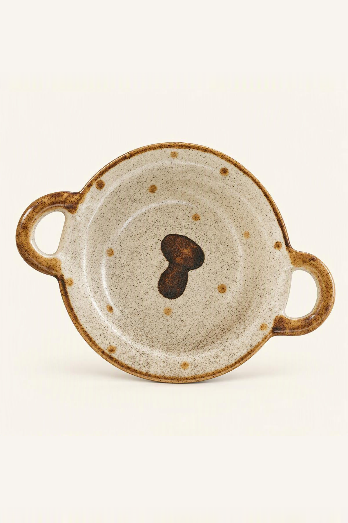 Mushroom Dot Double Handle Ceramic Plates