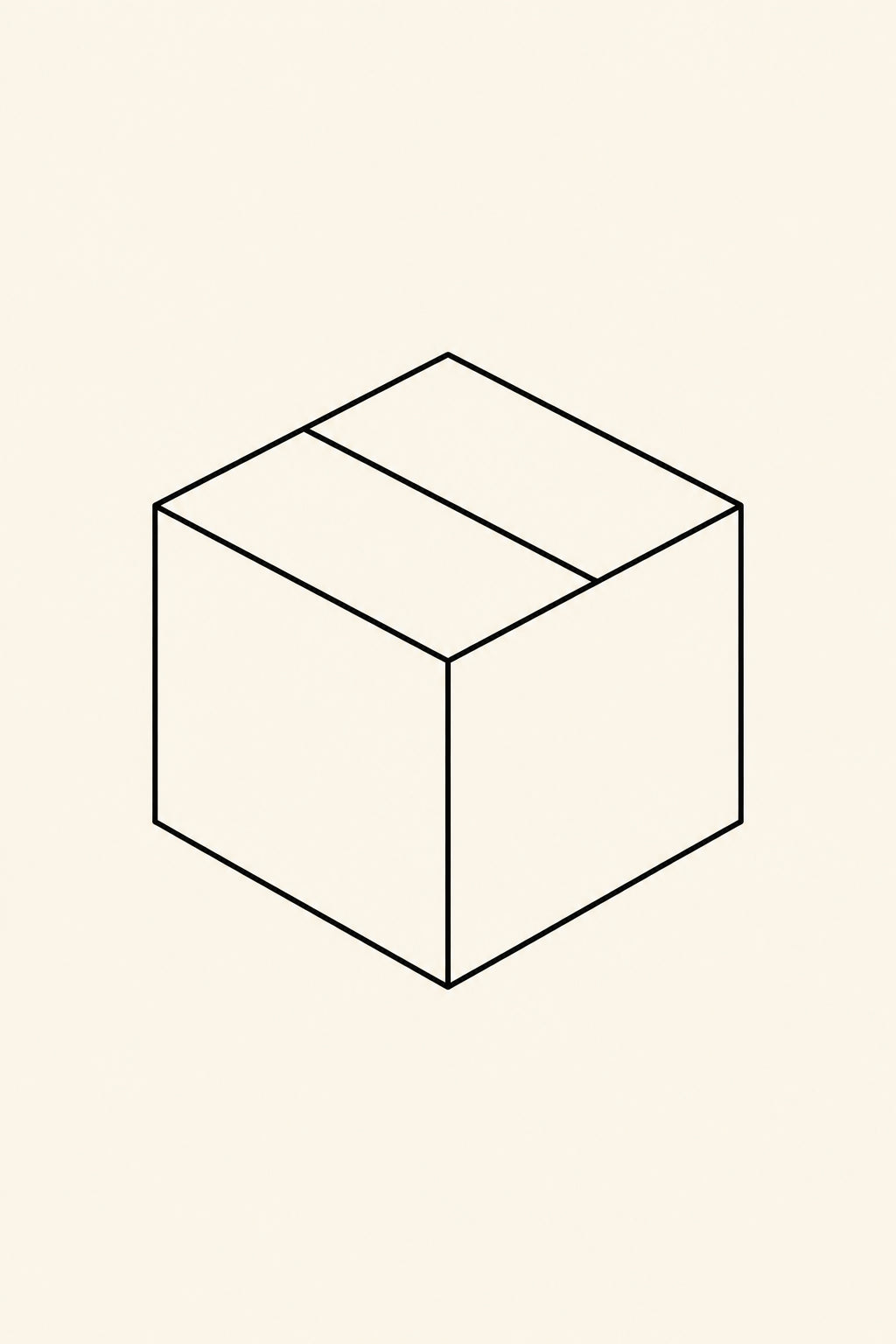 Minimal black line parcel icon on a beige background