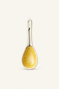 Golden Pear Cream Ceramic Spoon