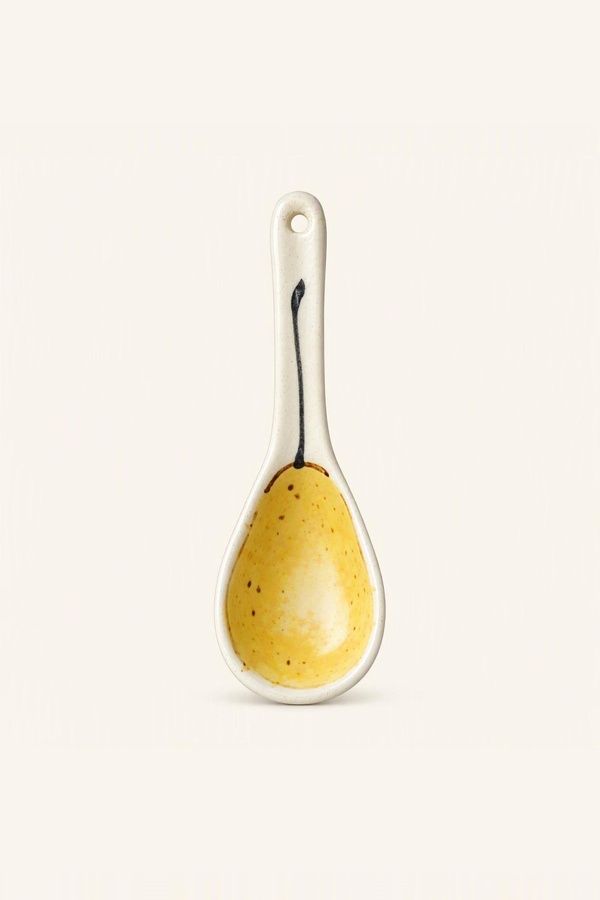 Golden Pear Cream Ceramic Spoon