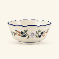 Scalloped Floral Cream Ceramic Bowls