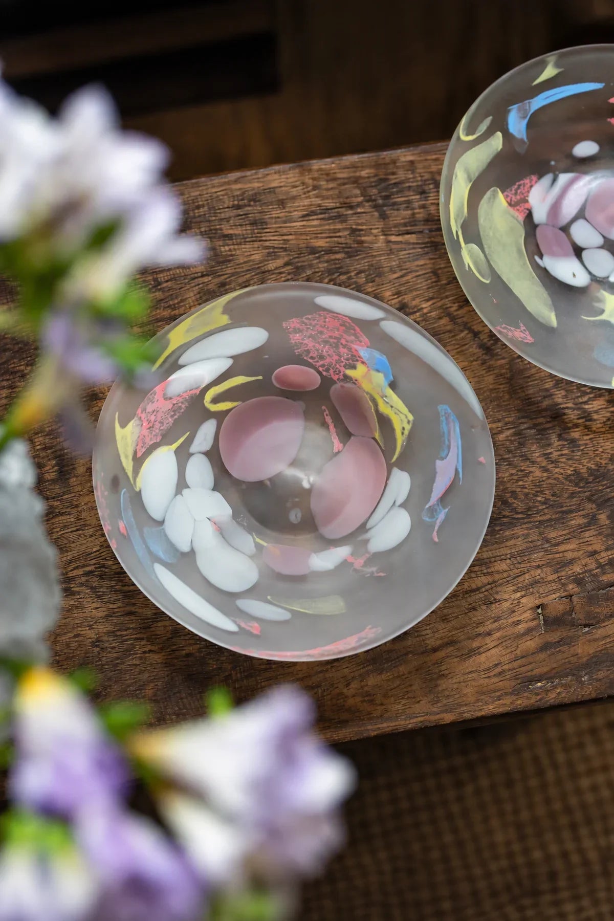 Petal Drift Frosted Clear Glass Serving Set