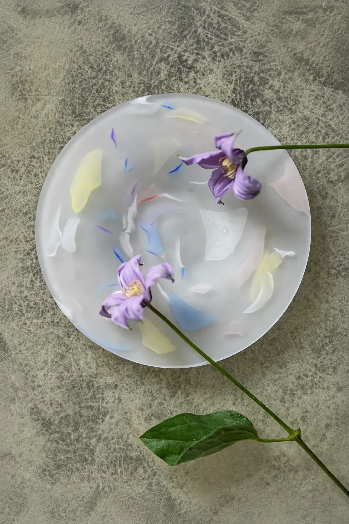 Petal Drift Frosted Clear Glass Serving Set