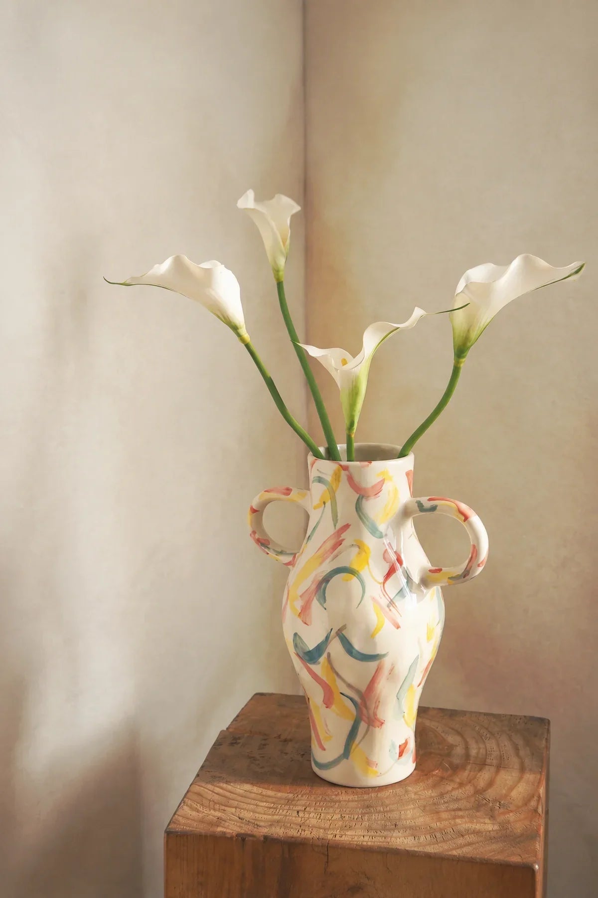 Painterly Gesture Ivory Ceramic Flower Vase