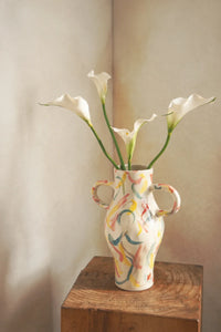 Painterly Gesture Ivory Ceramic Flower Vase