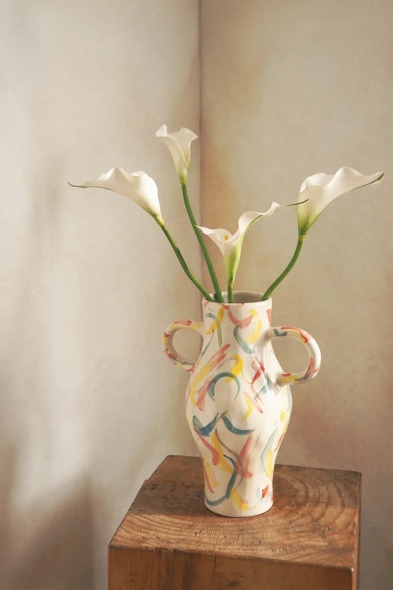 Painterly Gesture Ivory Ceramic Flower Vase