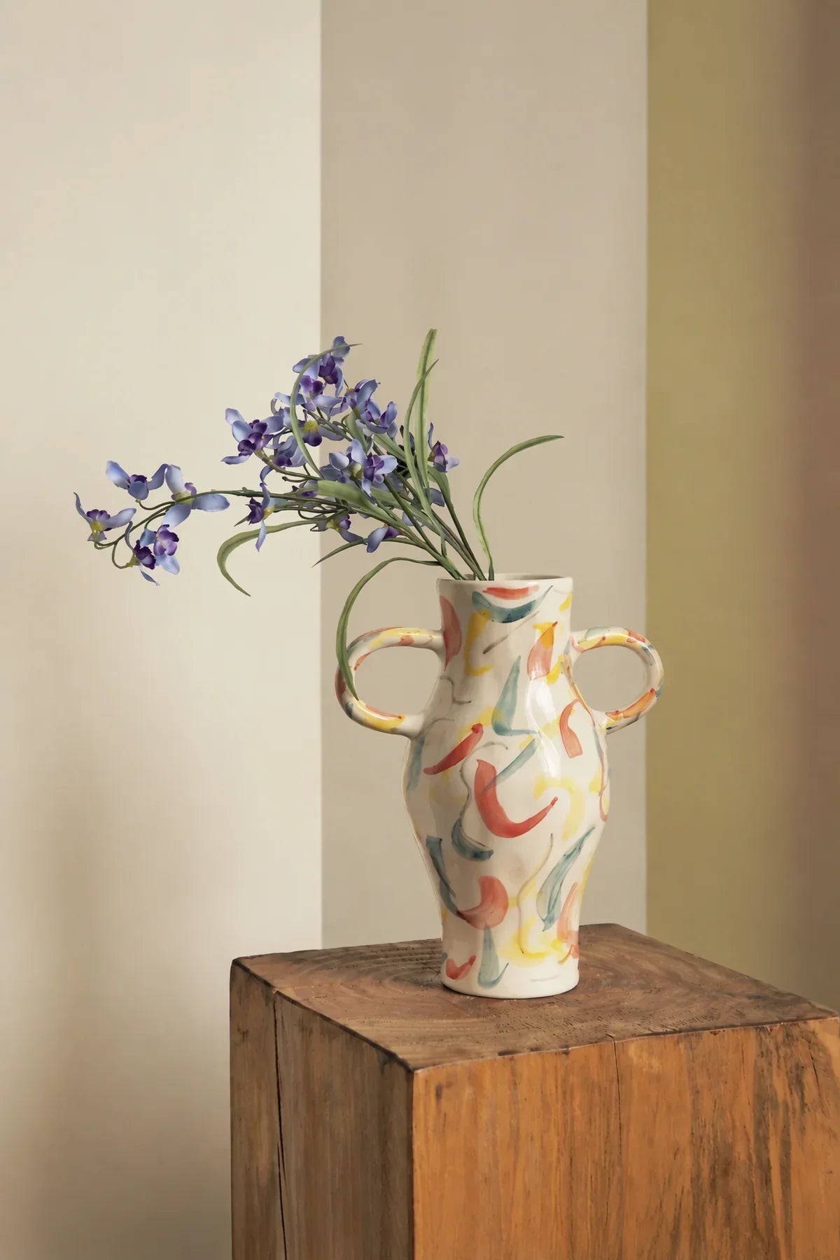 Painterly Gesture Ivory Ceramic Flower Vase