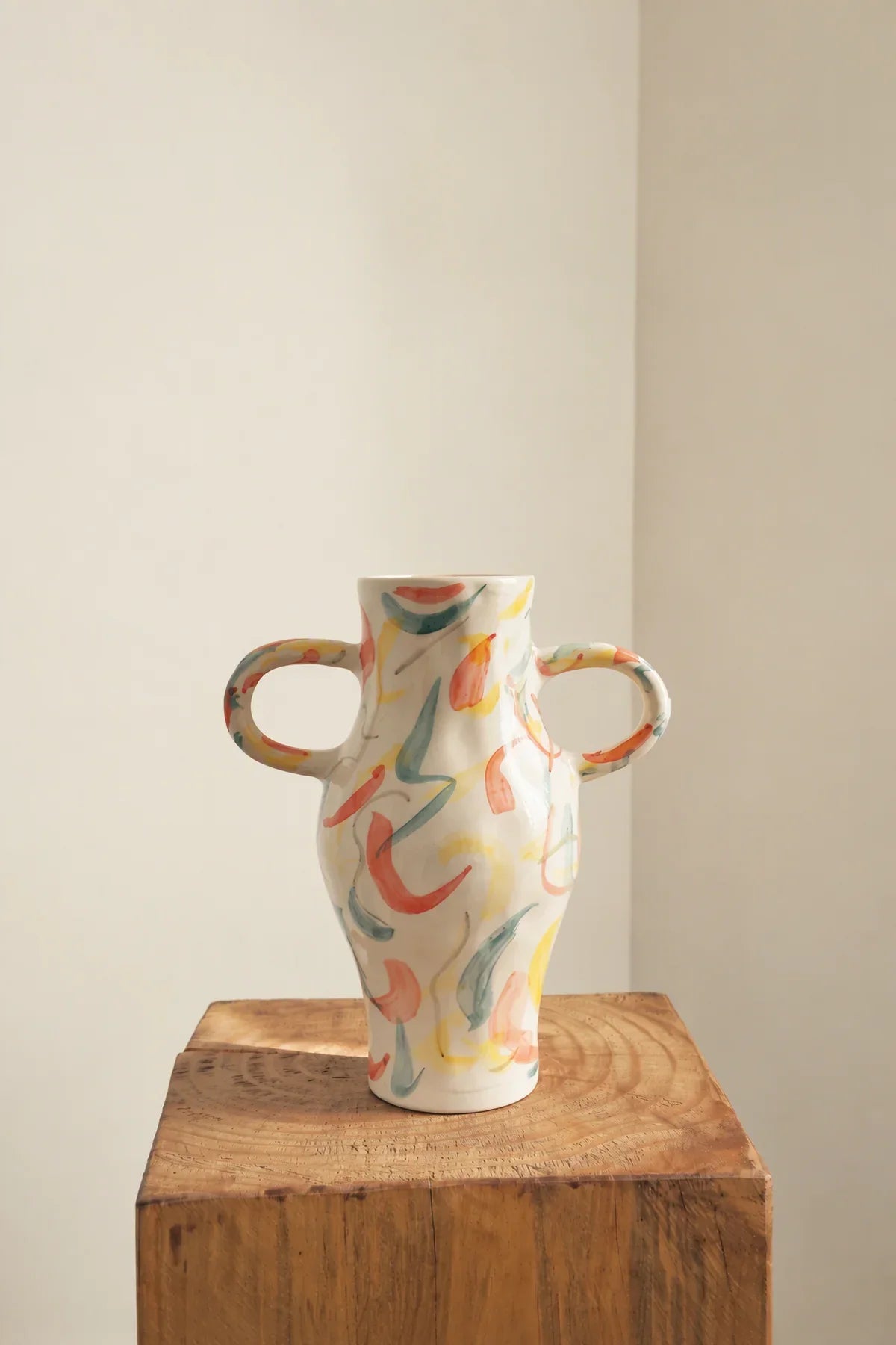 Painterly Gesture Ivory Ceramic Flower Vase