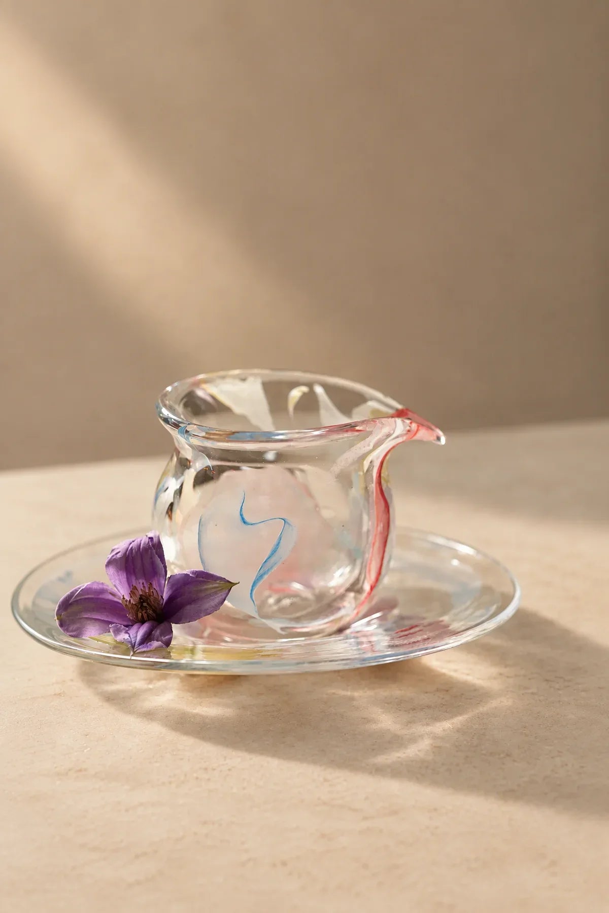 Petal Drift Frosted Clear Glass Serving Set