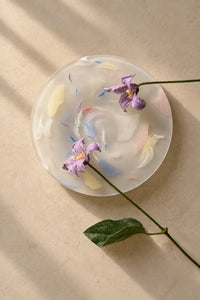 Petal Drift Frosted Clear Glass Serving Set