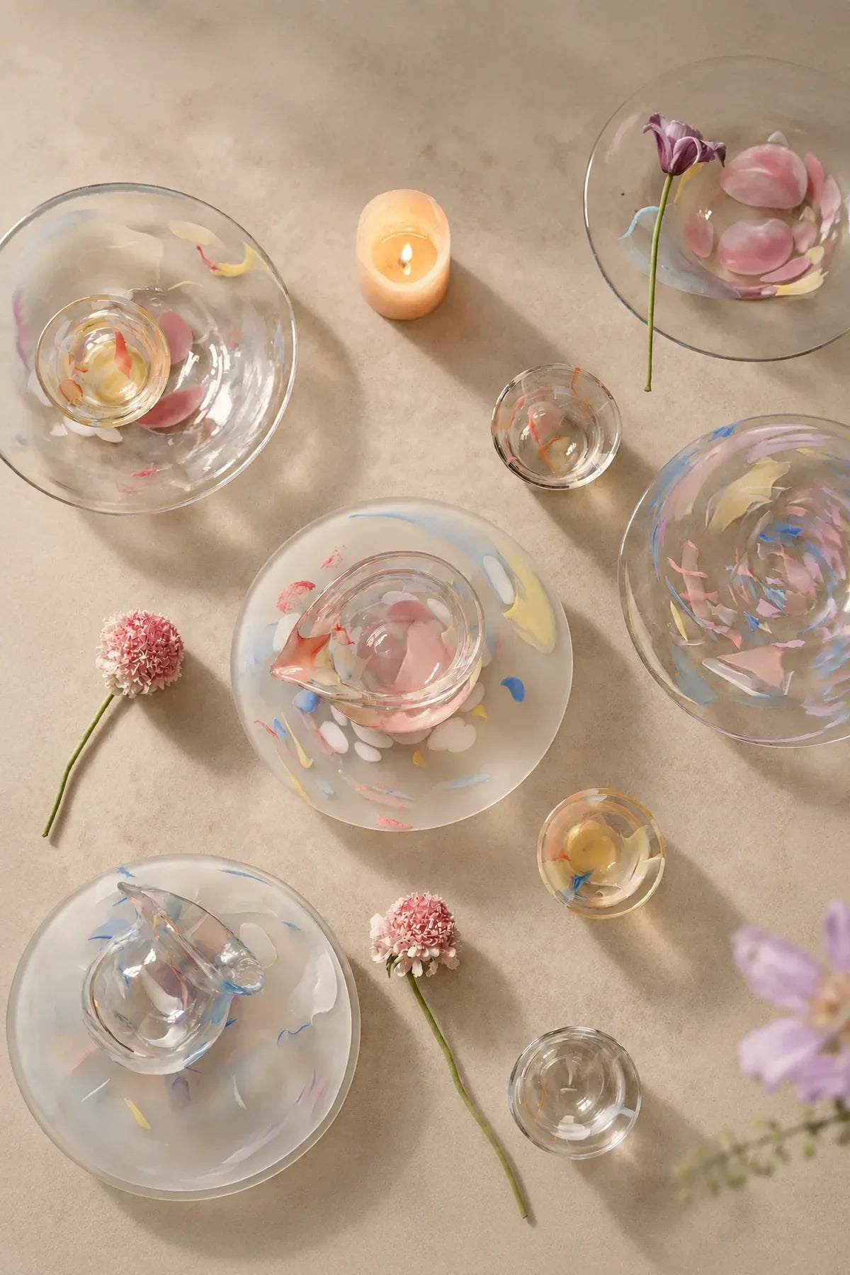 Petal Drift Clear Glass Drinkware Set