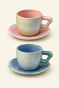 Frost Bloom Pastel Ceramic Cup and Saucer Set