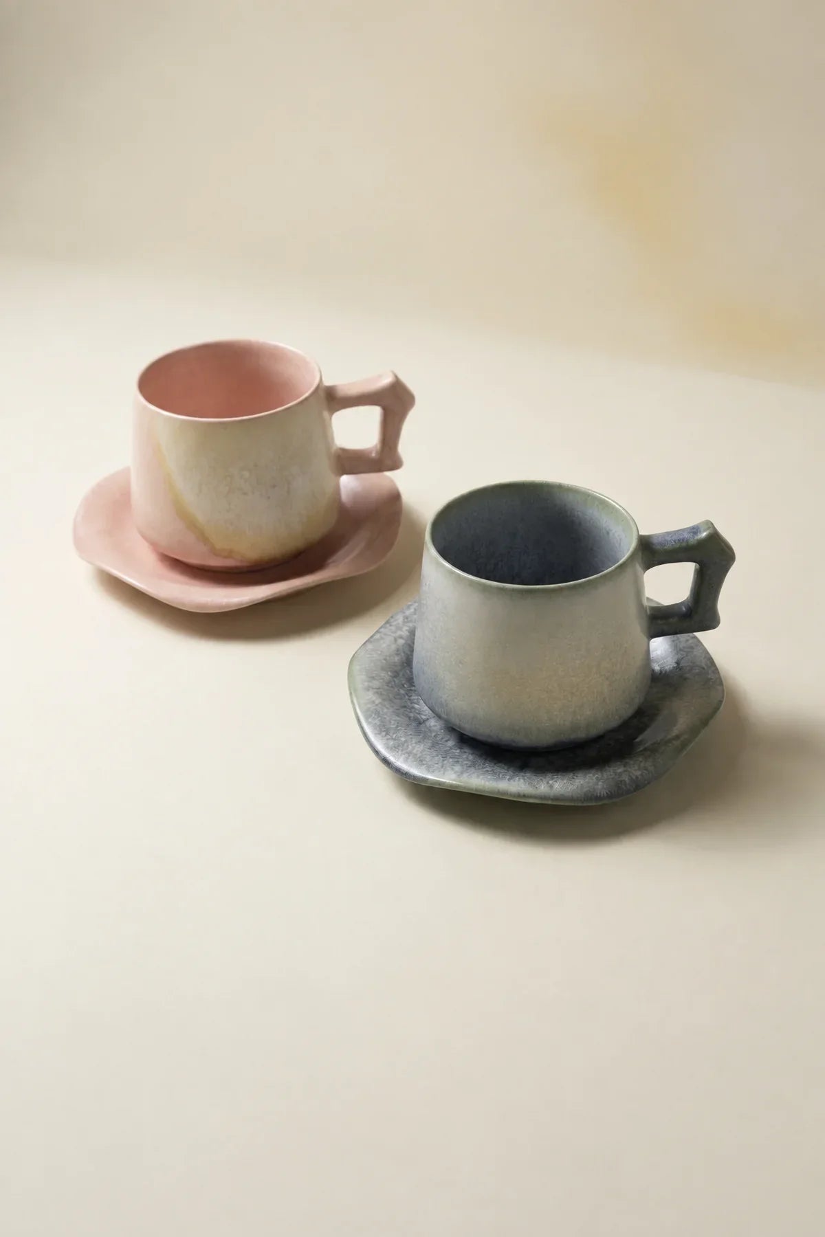Frost Bloom Pastel Ceramic Cup and Saucer Set