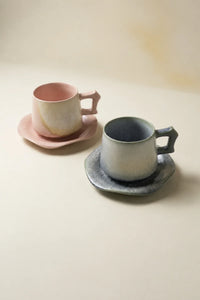 Frost Bloom Pastel Ceramic Cup and Saucer Set