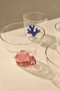 Glass Menagerie Clear and Tinted Glass Dessert Bowl
