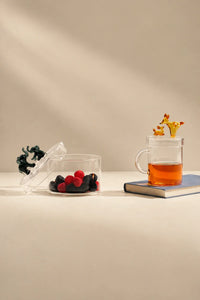 Tender Ties Amber Glass Mug with Lid