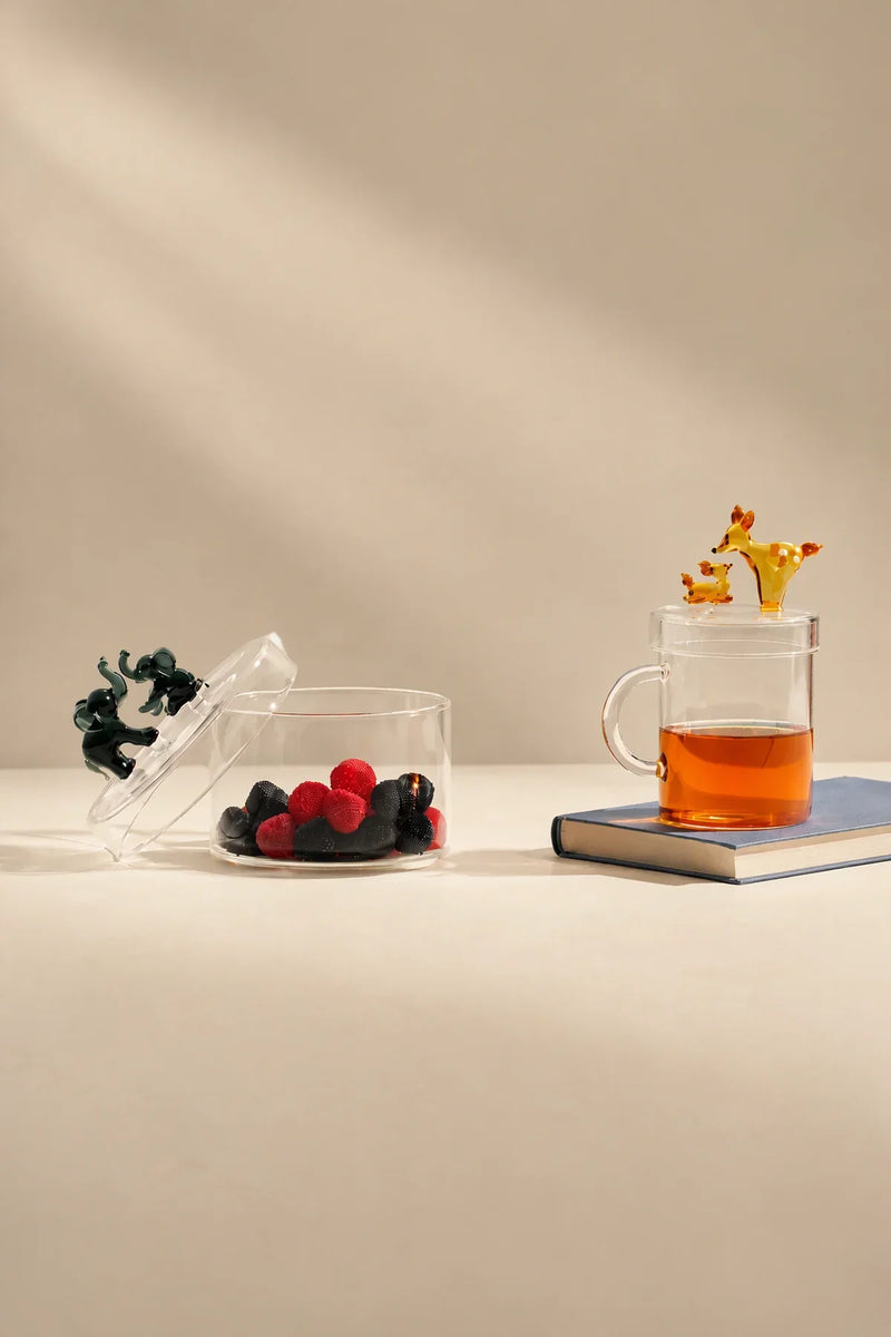 Tender Ties Amber Glass Mug with Lid