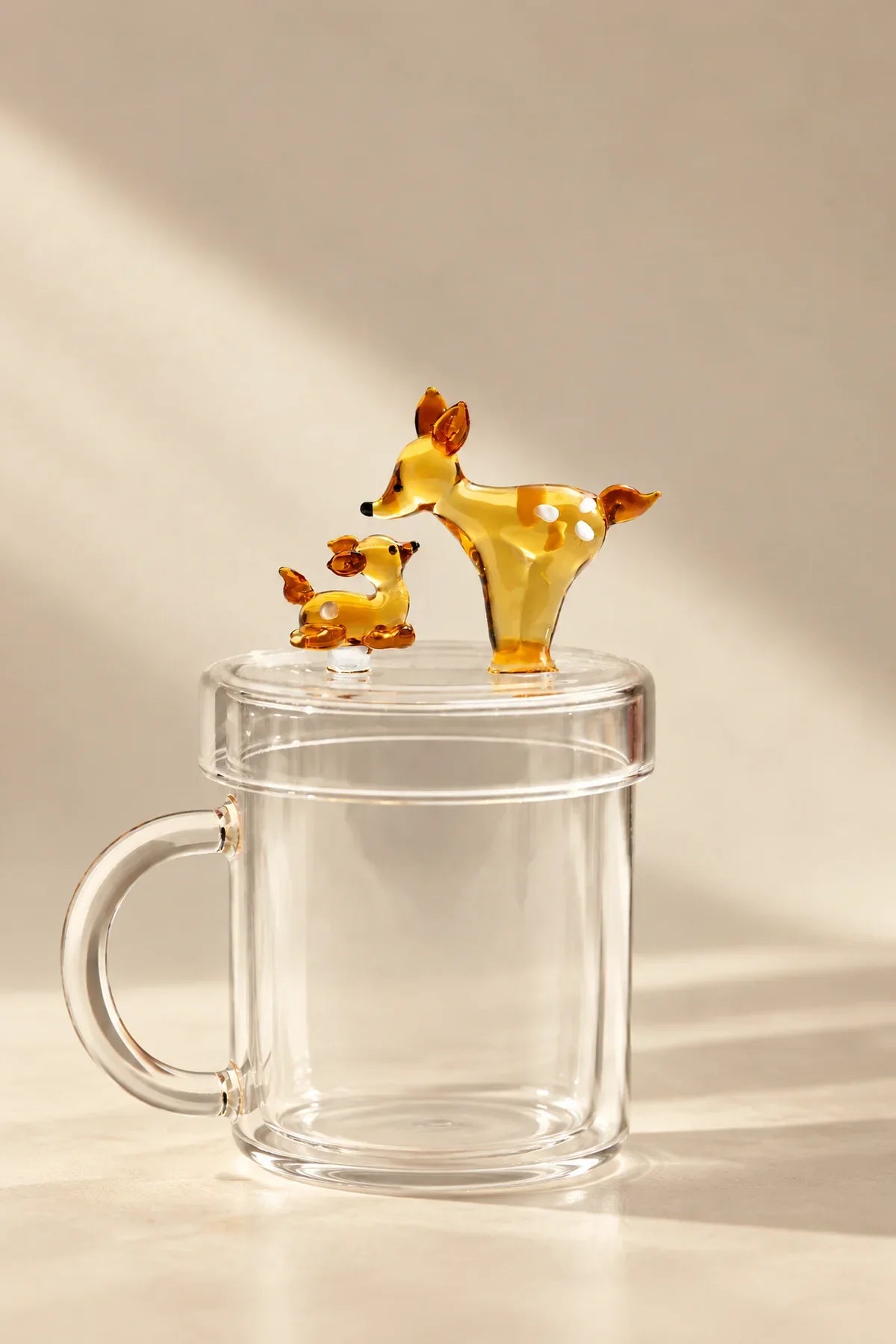 Tender Ties Amber Glass Mug with Lid