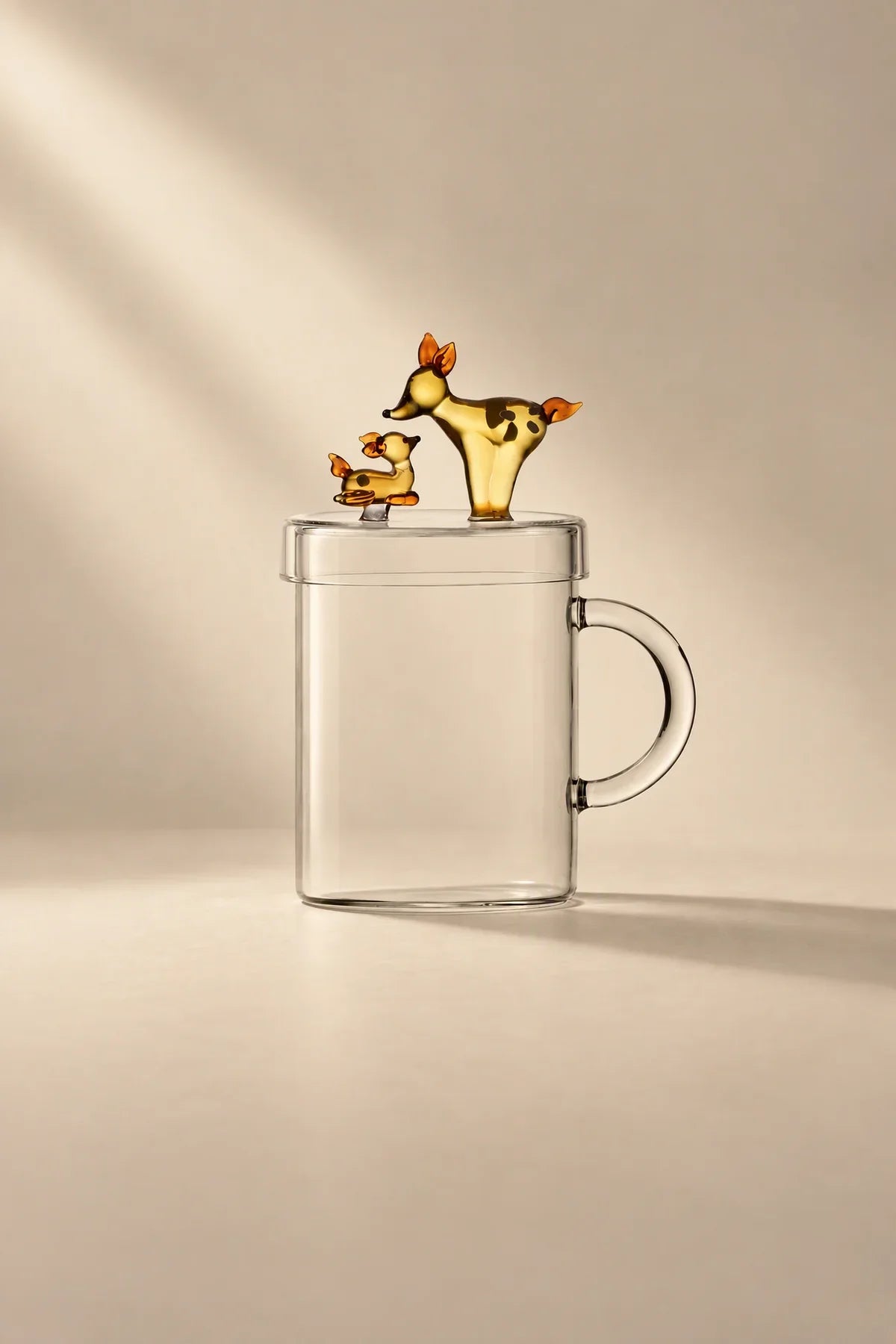 Tender Ties Amber Glass Mug with Lid