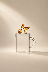 Tender Ties Amber Glass Mug with Lid