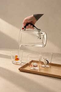 Curious Menagerie Clear Glass Pitcher and Tumbler Set