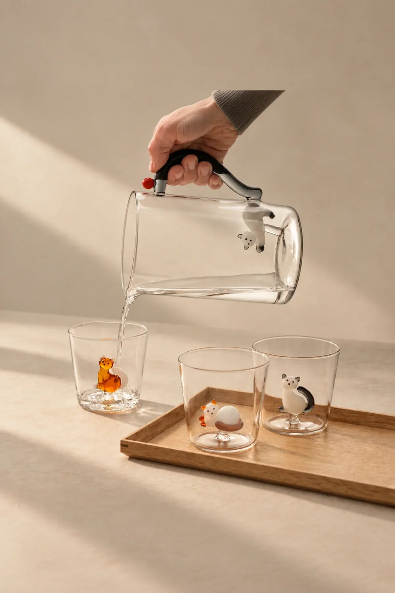 Curious Menagerie Clear Glass Pitcher and Tumbler Set