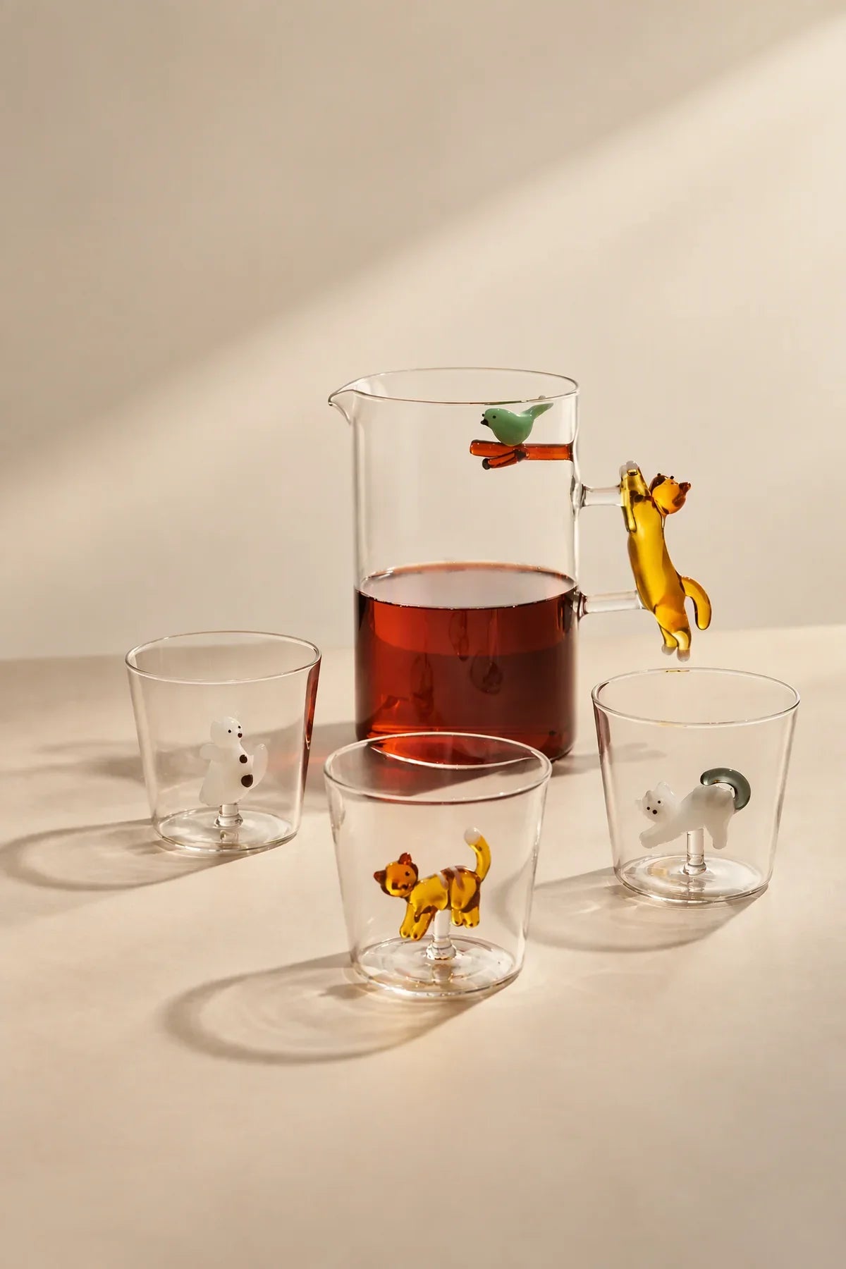 Curious Menagerie Clear Glass Pitcher and Tumbler Set