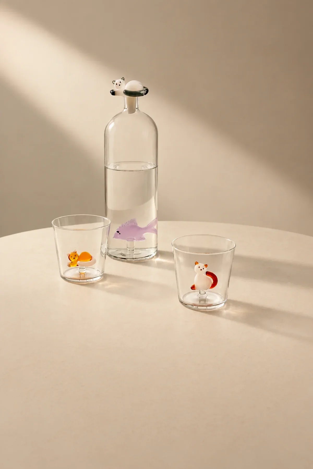Curious Menagerie Clear Glass Pitcher and Tumbler Set