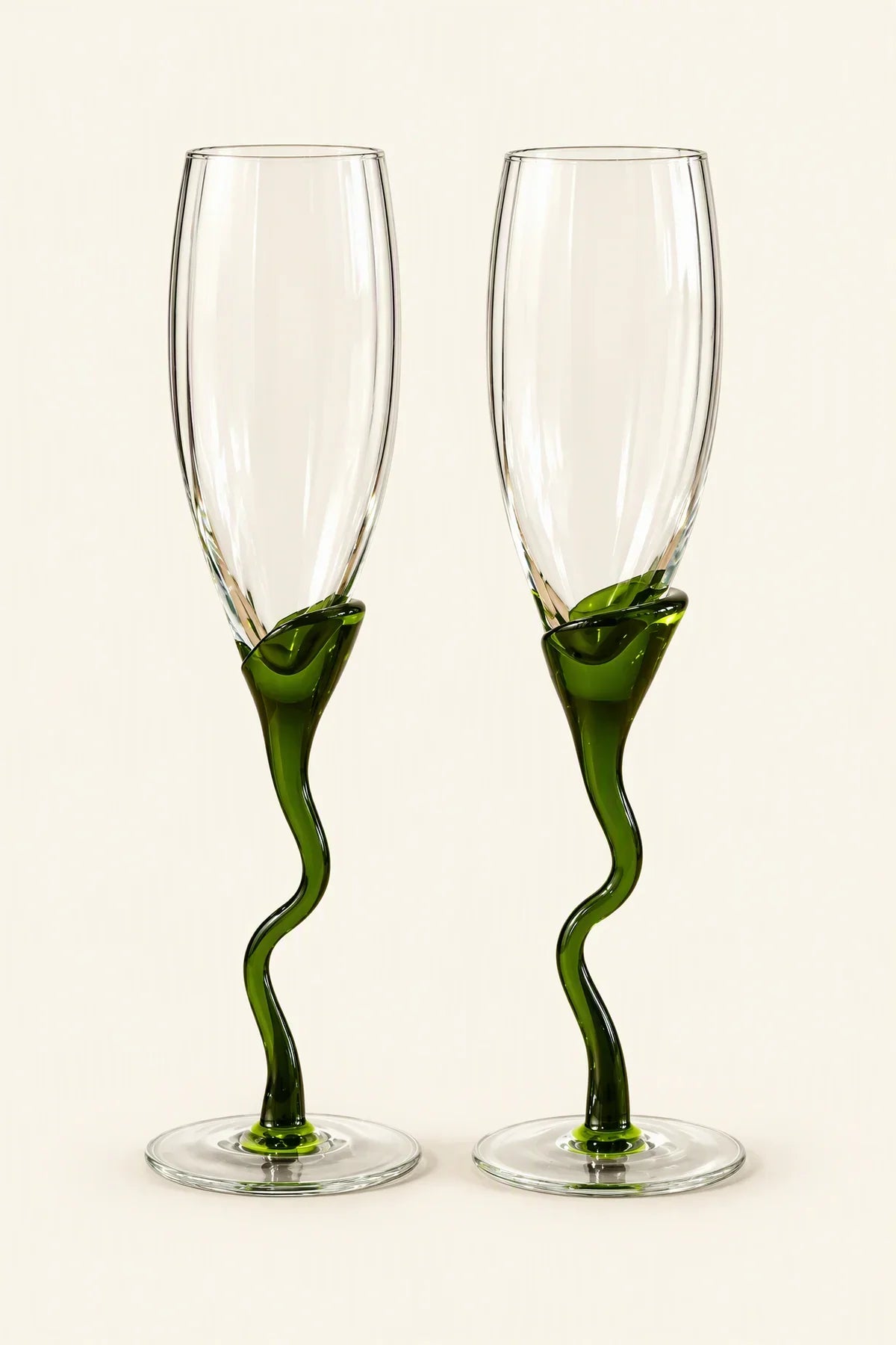 Tendril Hour Moss Green Glass Wine Glass