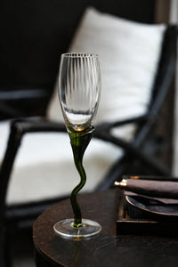 Tendril Hour Moss Green Glass Wine Glass