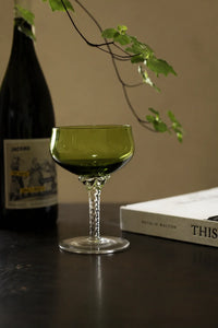 Tendril Hour Moss Green Glass Wine Glass