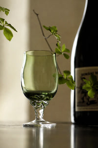 Tendril Hour Moss Green Glass Wine Glass