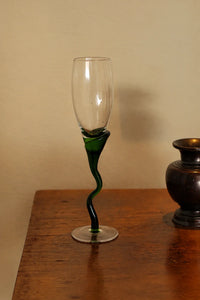 Tendril Hour Moss Green Glass Wine Glass