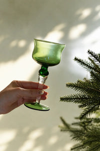 Tendril Hour Moss Green Glass Wine Glass