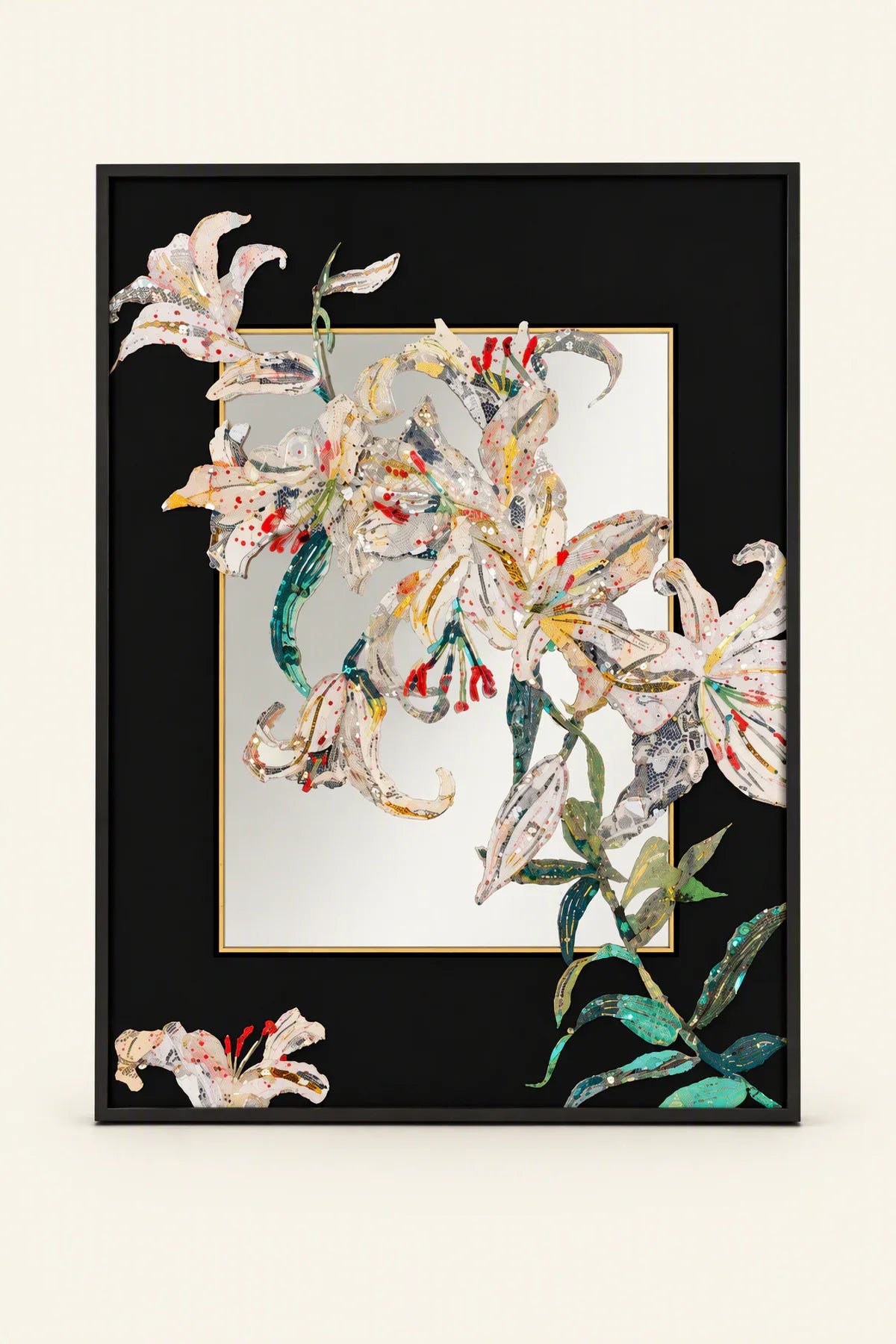Lily Black-Border Metal-Framed Decorative Mirror