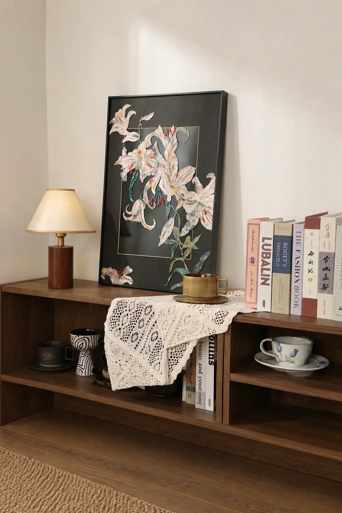 Lily Black-Border Metal-Framed Decorative Mirror