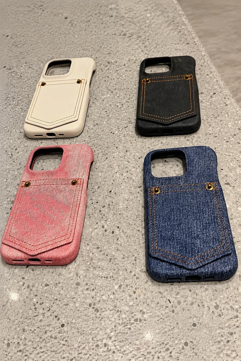 Back Pocket Denim-Look Fabric Phone Case