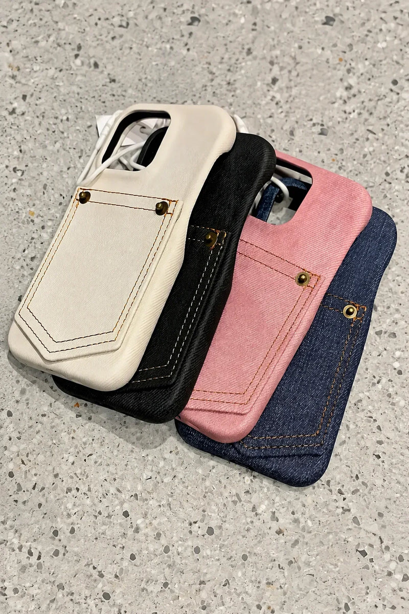 Back Pocket Denim-Look Fabric Phone Case