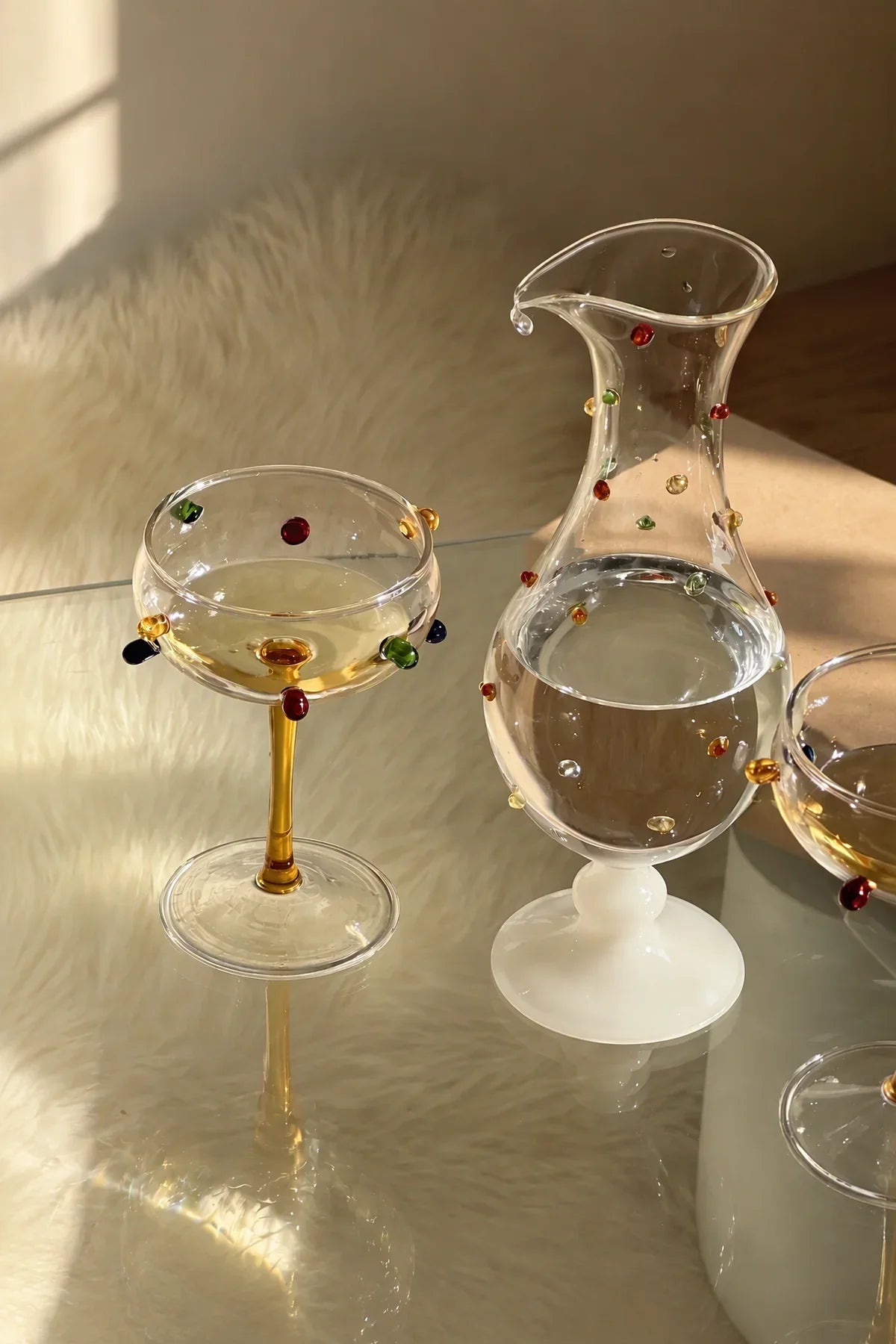 Confetti Drop Clear Glass Wine Glass