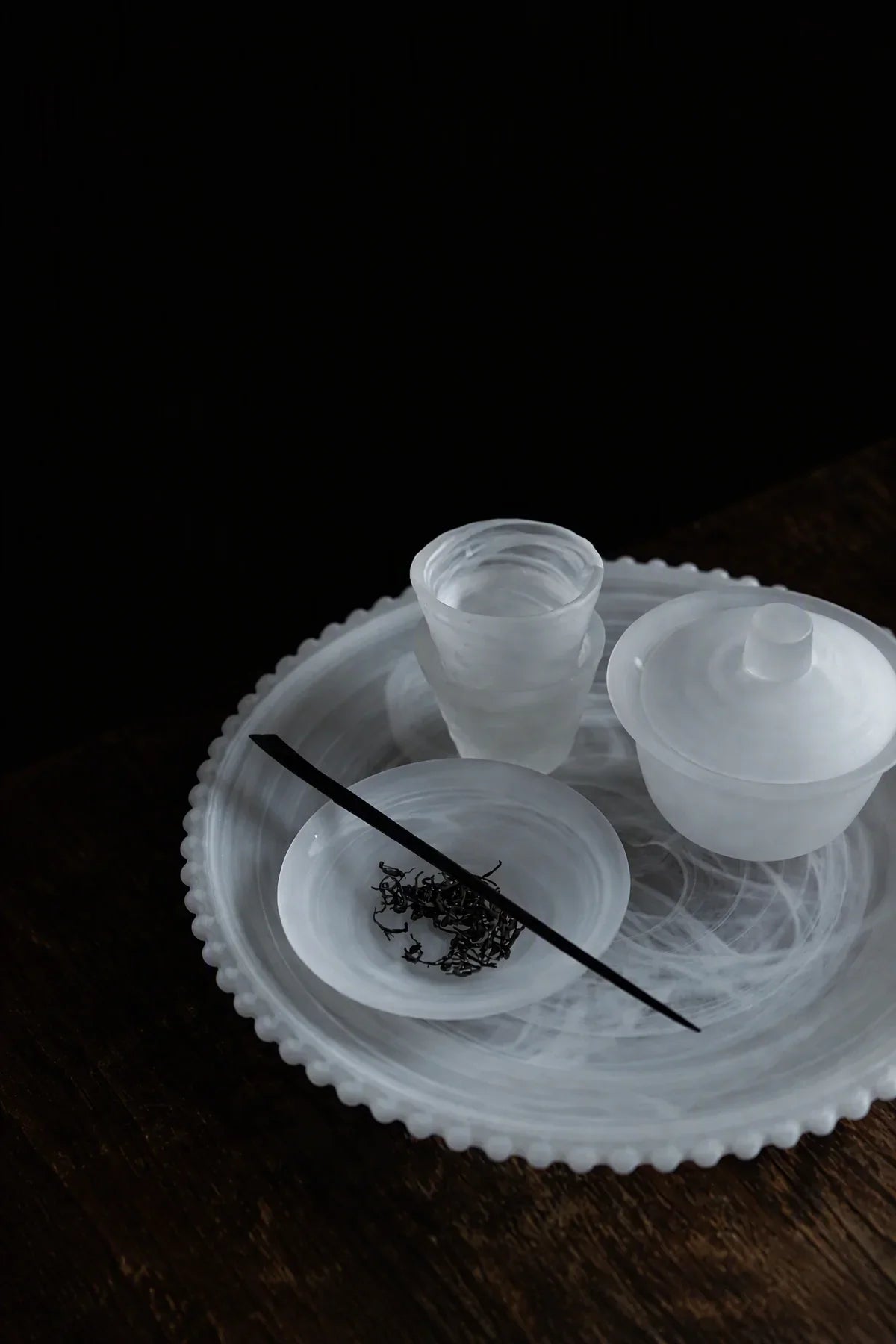 Mist Ceremony Frosted White Glass Tea Set