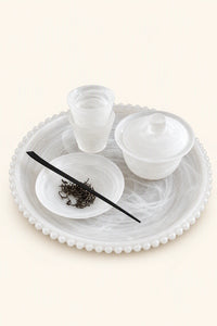 Mist Ceremony Frosted White Glass Set