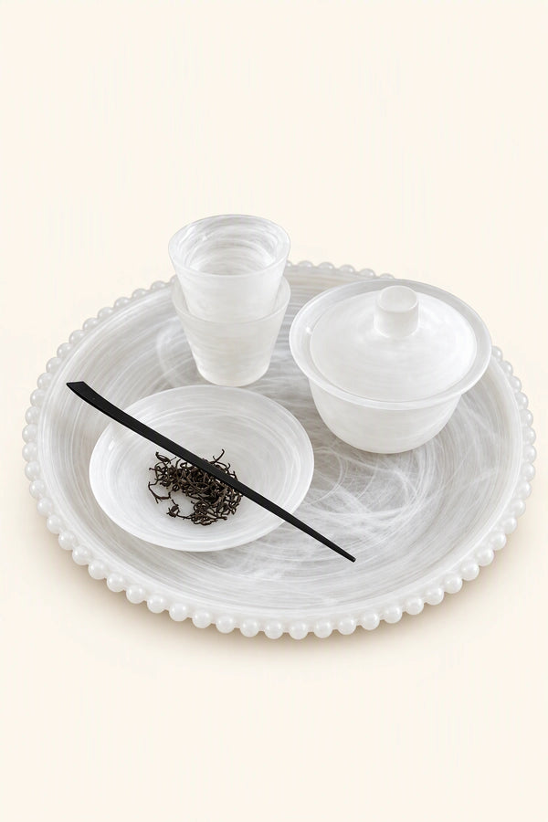 Mist Ceremony Frosted White Glass Set