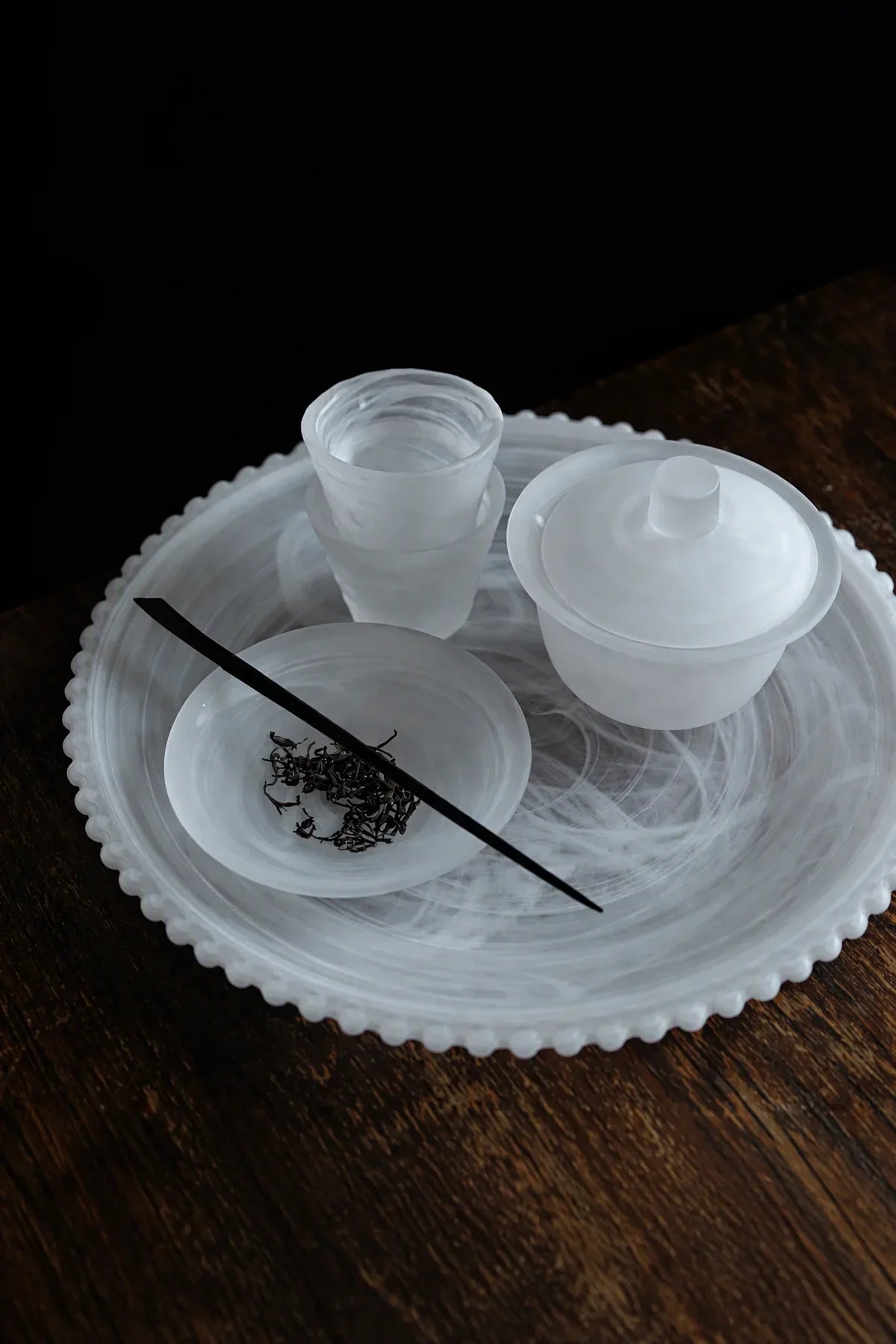 Mist Ceremony Frosted White Glass Tea Set