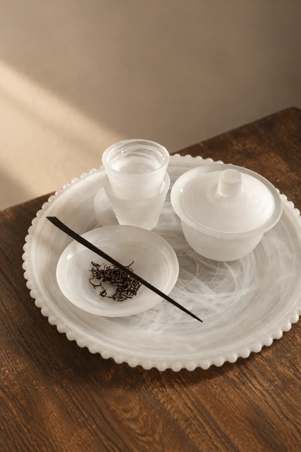 Mist Ceremony Frosted White Glass Tea Set