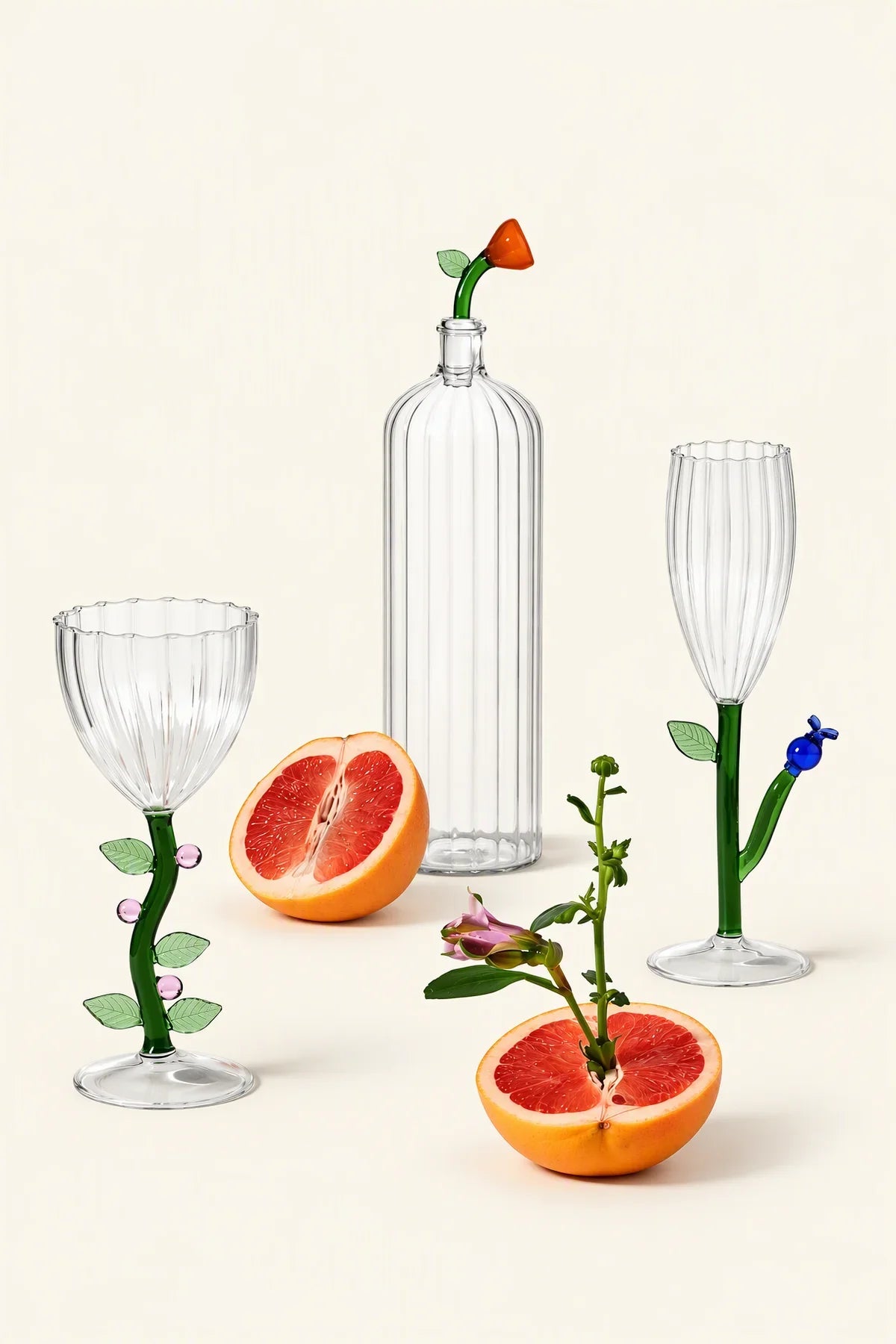 Secret Garden Botanical-Stem Borosilicate Glassware