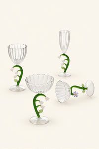 Wildflower Meadow Clear and Green Borosilicate Glass Drinkware